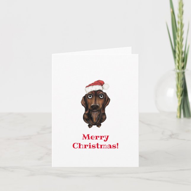 Cartes Pour Fêtes Annuelles Joyeux chien de saucisse de Noël (Devant)