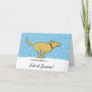 Cartes Pour Fêtes Annuelles Joyeux chien jaune laissez-le neiger Mignons Noë