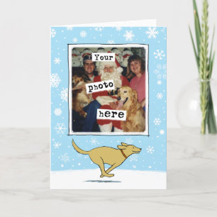 Cartes Pour Fêtes Annuelles Joyeux chien jaune   Noël blanc   Votre photo
