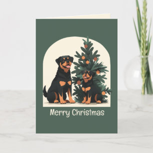 Cartes Pour Fêtes Annuelles Joyeux chien Rottweiler de Noël