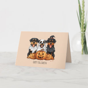 Cartes Pour Fêtes Annuelles Joyeux chien Rottweiler Halloween Jack-o'-lantern