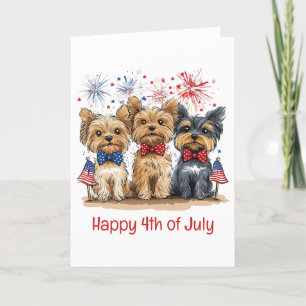 Cartes Pour Fêtes Annuelles Joyeux Chiens 4 juillet Yorkshire Terrier