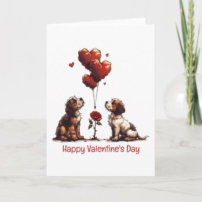 Cartes Pour Fêtes Annuelles Joyeux Chiens Beagles de la fête des Valentines (Devant)