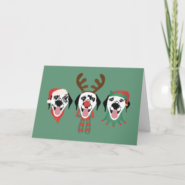 Cartes Pour Fêtes Annuelles Joyeux Chiens Dalmatiens de Noël (Devant)