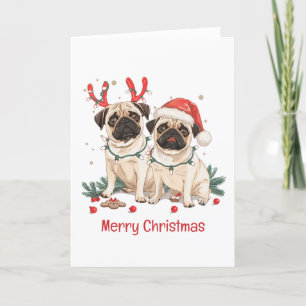 Cartes Pour Fêtes Annuelles Joyeux Chiens de Carlin de Noël