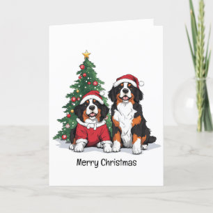 Cartes Pour Fêtes Annuelles Joyeux Chiens de montagne bernois de Noël