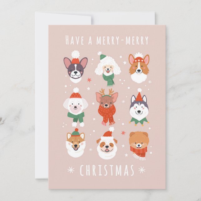 Cartes Pour Fêtes Annuelles Joyeux Chiens de Noël (Devant)