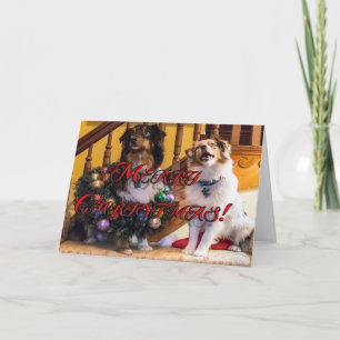 Cartes Pour Fêtes Annuelles Joyeux Chiens de Noël