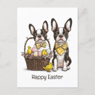 Cartes Pour Fêtes Annuelles Joyeux Chiens de Pâques Boston Terrier