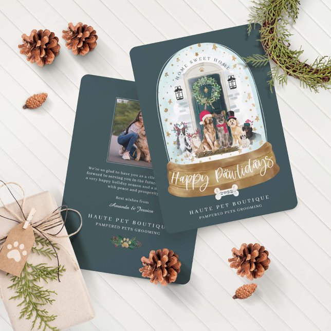 Cartes Pour Fêtes Annuelles Joyeux Chiens de Pawlidays Soins aux animaux Porte (Créateur téléchargé)
