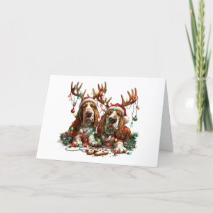 Cartes Pour Fêtes Annuelles Joyeux Chiens de poche Basset de Noël