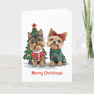 Cartes Pour Fêtes Annuelles Joyeux Chiens de Yorkie de Noël