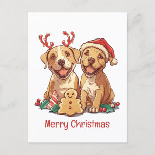 Cartes Pour Fêtes Annuelles Joyeux Chiens taureaux de marque de Noël