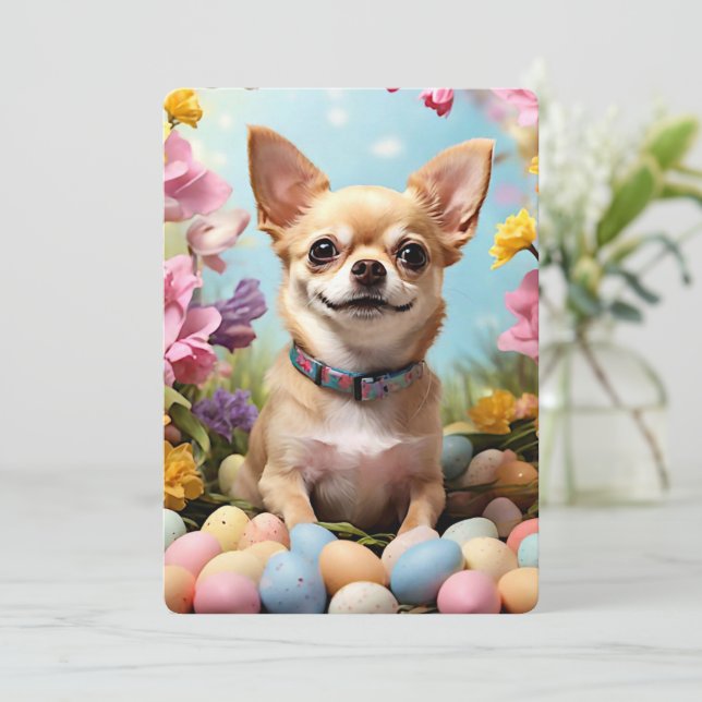 Cartes Pour Fêtes Annuelles Joyeux Chihuahua de Pâques (Debout devant)