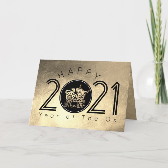 Cartes Pour Fêtes Annuelles Joyeux Chinois Metal Ox Nouvel An 2021 GC (Devant)