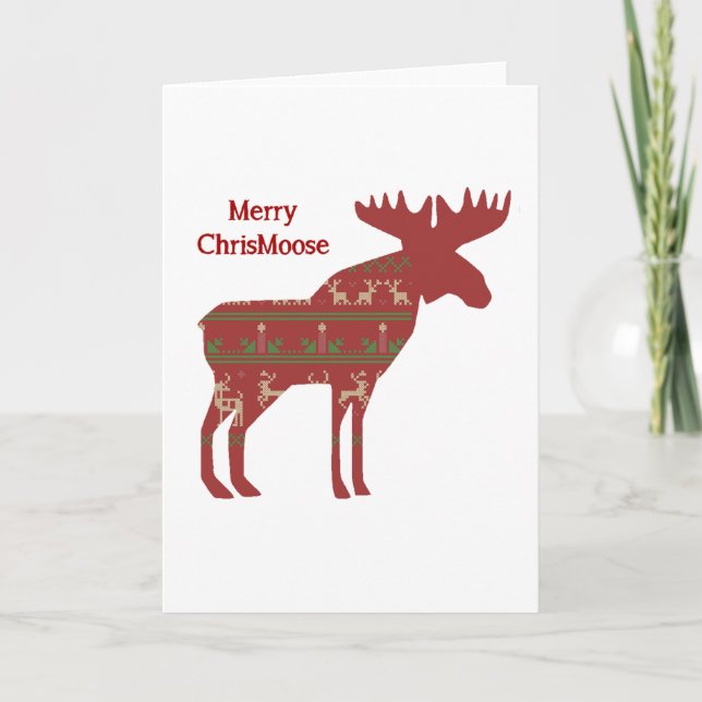 Cartes Pour Fêtes Annuelles Joyeux ChrisMoose Funny Christmas Moose Animal Art (Devant)