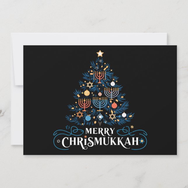 Cartes Pour Fêtes Annuelles Joyeux Chrismukkah Fête juive Hanoukka (Devant)