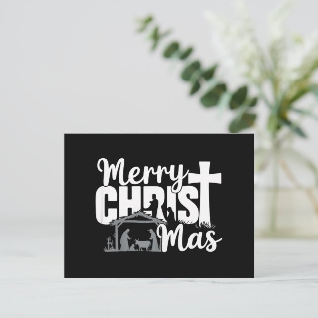 Cartes Pour Fêtes Annuelles Joyeux Christ Mas Christian Noël Famille Jésus (Debout devant)