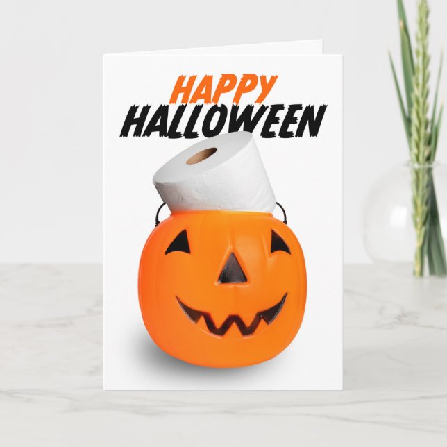 Cartes Pour Fêtes Annuelles Joyeux Citrouille Halloween avec Humour en papier  (Devant)
