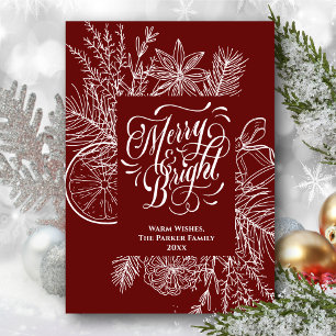 Cartes Pour Fêtes Annuelles Joyeux Citrus Clair Pine Arbre Rouge Simple