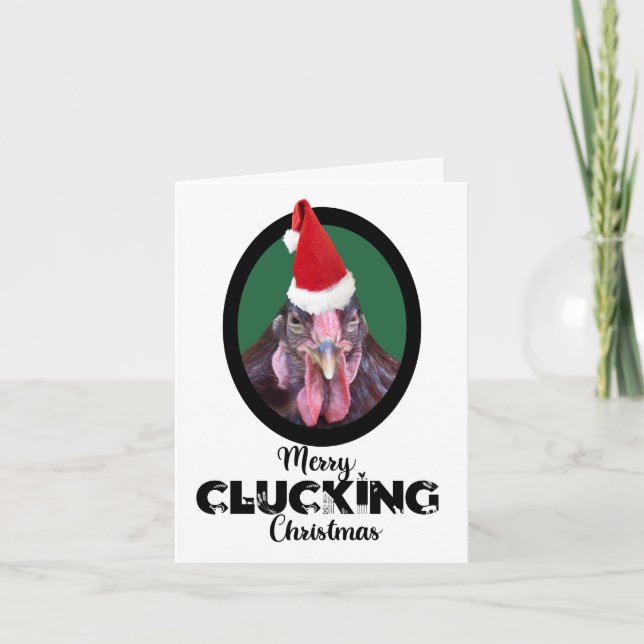 Cartes Pour Fêtes Annuelles Joyeux Clucking Casquette de poulet de Noël (Devant)