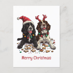 Cartes Pour Fêtes Annuelles Joyeux Cocker de Noël Chiens espagnols
