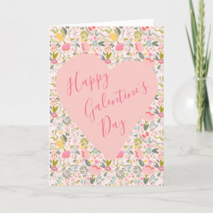 Cartes Pour Fêtes Annuelles Joyeux coeur rose fleuri de la Saint-Galentin