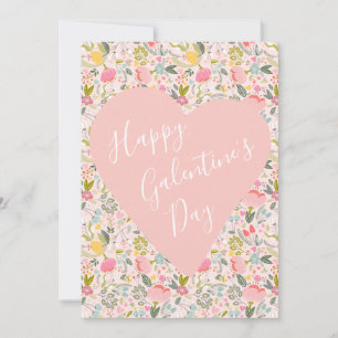 Cartes Pour Fêtes Annuelles Joyeux coeur rose girly de la Saint-Galentin