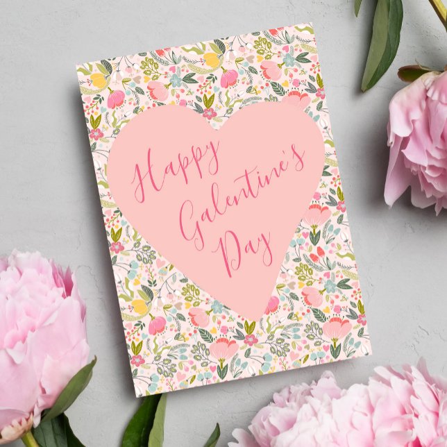 Cartes Pour Fêtes Annuelles Joyeux coeur rose girly de la Saint-Galentin (Créateur téléchargé)