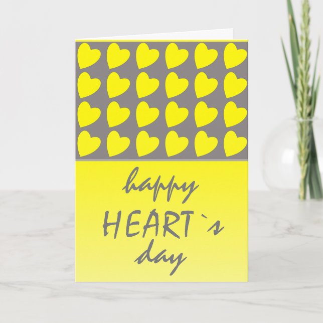 Cartes Pour Fêtes Annuelles Joyeux Coeur`s Jaune Coeur Saint Valentin (Devant)