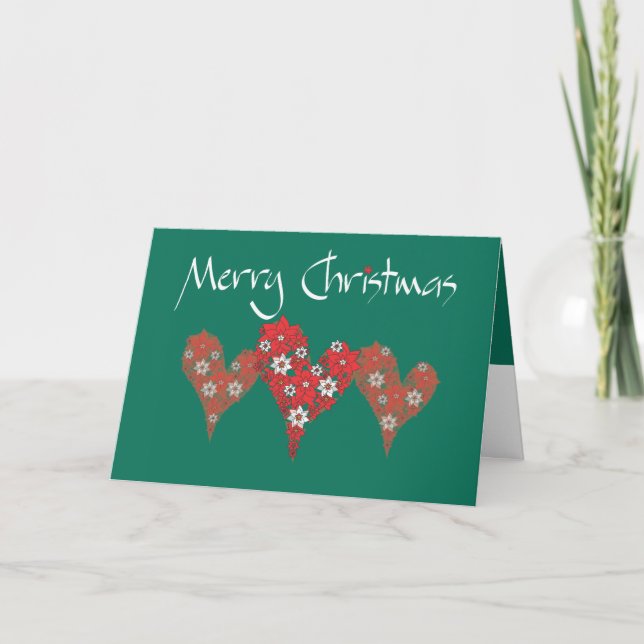 Cartes Pour Fêtes Annuelles Joyeux Coeurs de Noël (Devant)