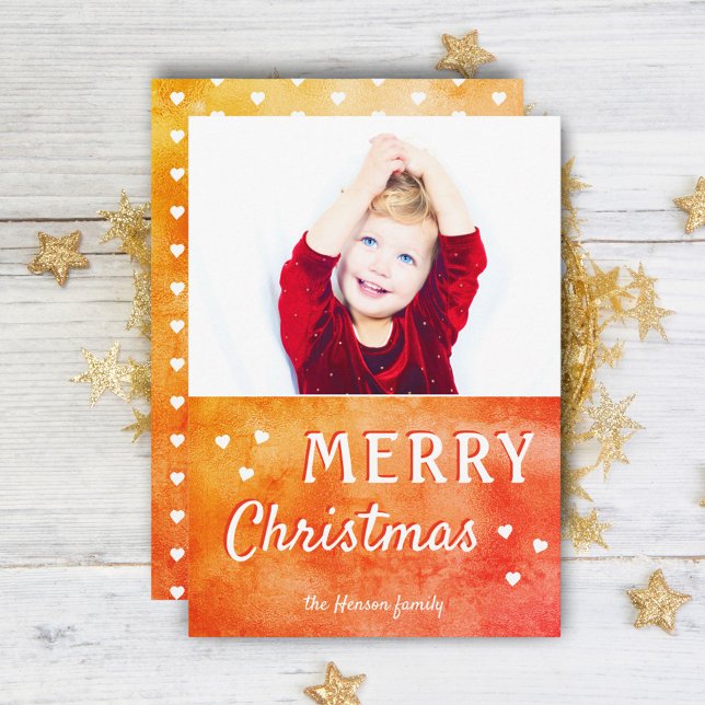 Cartes Pour Fêtes Annuelles Joyeux Coeurs de Noël Métallus Photo de famille (Créateur téléchargé)