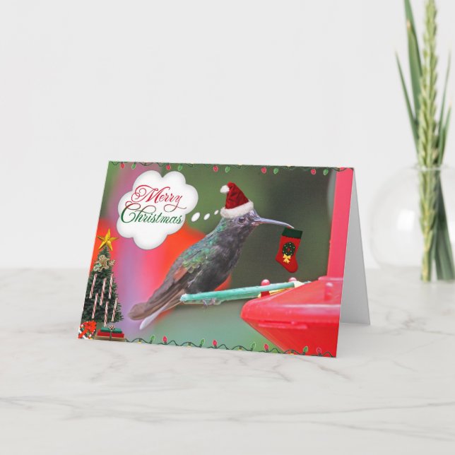 Cartes Pour Fêtes Annuelles Joyeux colibri de Noël (Devant)