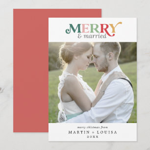 Cartes Pour Fêtes Annuelles Joyeux coloré et marié photo nouvellement marié