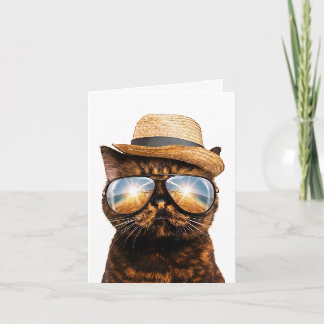 Cartes Pour Fêtes Annuelles Joyeux Cool d'anniversaire Chat avec lunettes de s (Devant)