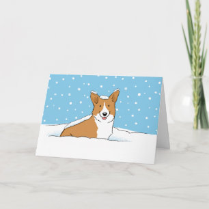 Cartes Pour Fêtes Annuelles Joyeux Corgi de neige hivernale   Noël aux mignons