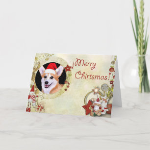 Cartes Pour Fêtes Annuelles Joyeux Corgi de Noël avec chapeau de Père Noël