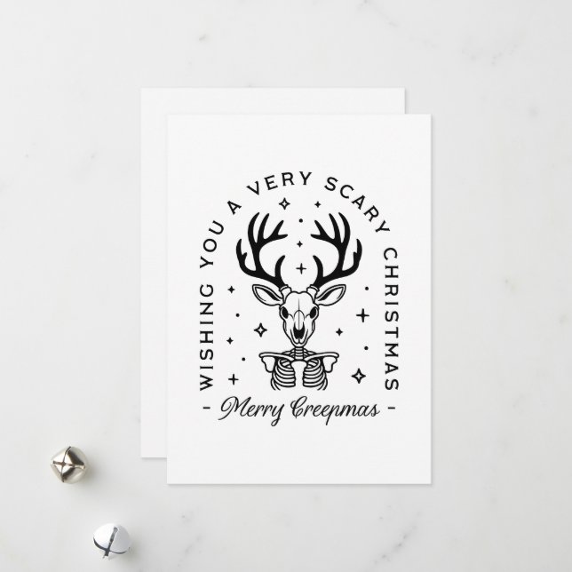 Cartes Pour Fêtes Annuelles Joyeux creepmas effrayant boisé animal esthétique (Devant/Arrière en situation)