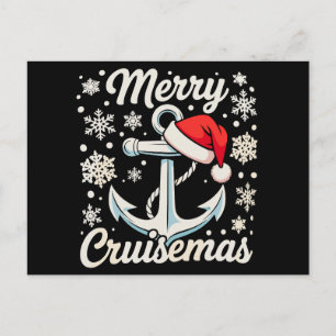 Cartes Pour Fêtes Annuelles Joyeux Cruisemas Ancre Chapeau de Père Noël Croisi