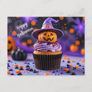 Cartes Pour Fêtes Annuelles Joyeux Cupcake d'Halloween avec Jack-o'-lantern