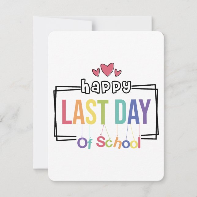 Cartes Pour Fêtes Annuelles Joyeux Dernier Jour De L'École Svg, vacances d'été (Devant)