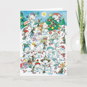 Cartes Pour Fêtes Annuelles Joyeux dessin animé Noël ours polaire manchot fête
