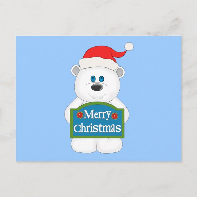 Cartes Pour Fêtes Annuelles Joyeux dessin de l'ours en peluche Noël (Devant)