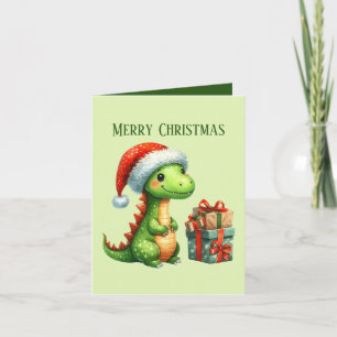 Cartes Pour Fêtes Annuelles Joyeux dinosaure de Noël ajouter un message