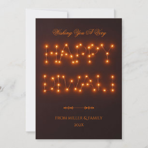 Cartes Pour Fêtes Annuelles Joyeux Diwali Chaleureux Chaîne Lumières Typograph