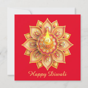 Cartes Pour Fêtes Annuelles Joyeux Diwali Diya Festival of Light Gold Red