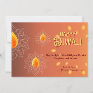 Cartes Pour Fêtes Annuelles Joyeux Diwali Feux de salutation Lampes Orange Gol