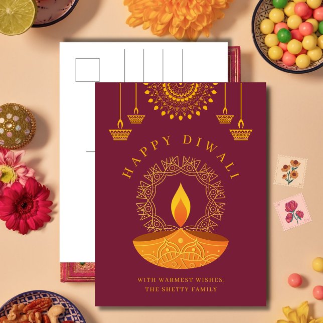 Cartes Pour Fêtes Annuelles Joyeux Diwali Hindu Festival de la Lumière (Créateur téléchargé)