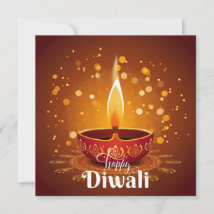 Cartes Pour Fêtes Annuelles Joyeux Diwali illuminant Red Diya Festival de lumi