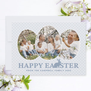 Cartes Pour Fêtes Annuelles Joyeux Easter Dusty Blue Rabbit Oeufs photo person